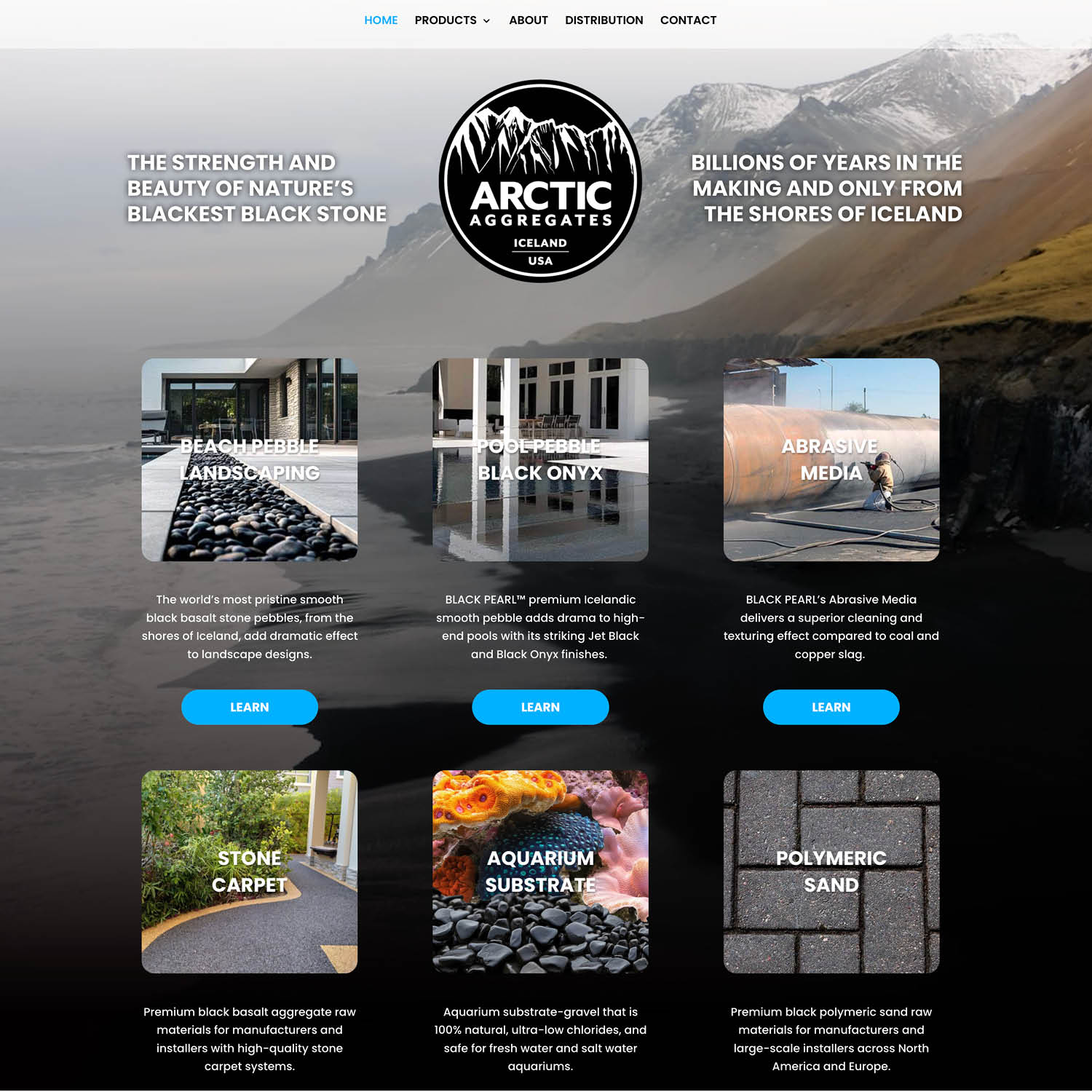 Arctic Aggregates products website design and development with SEO