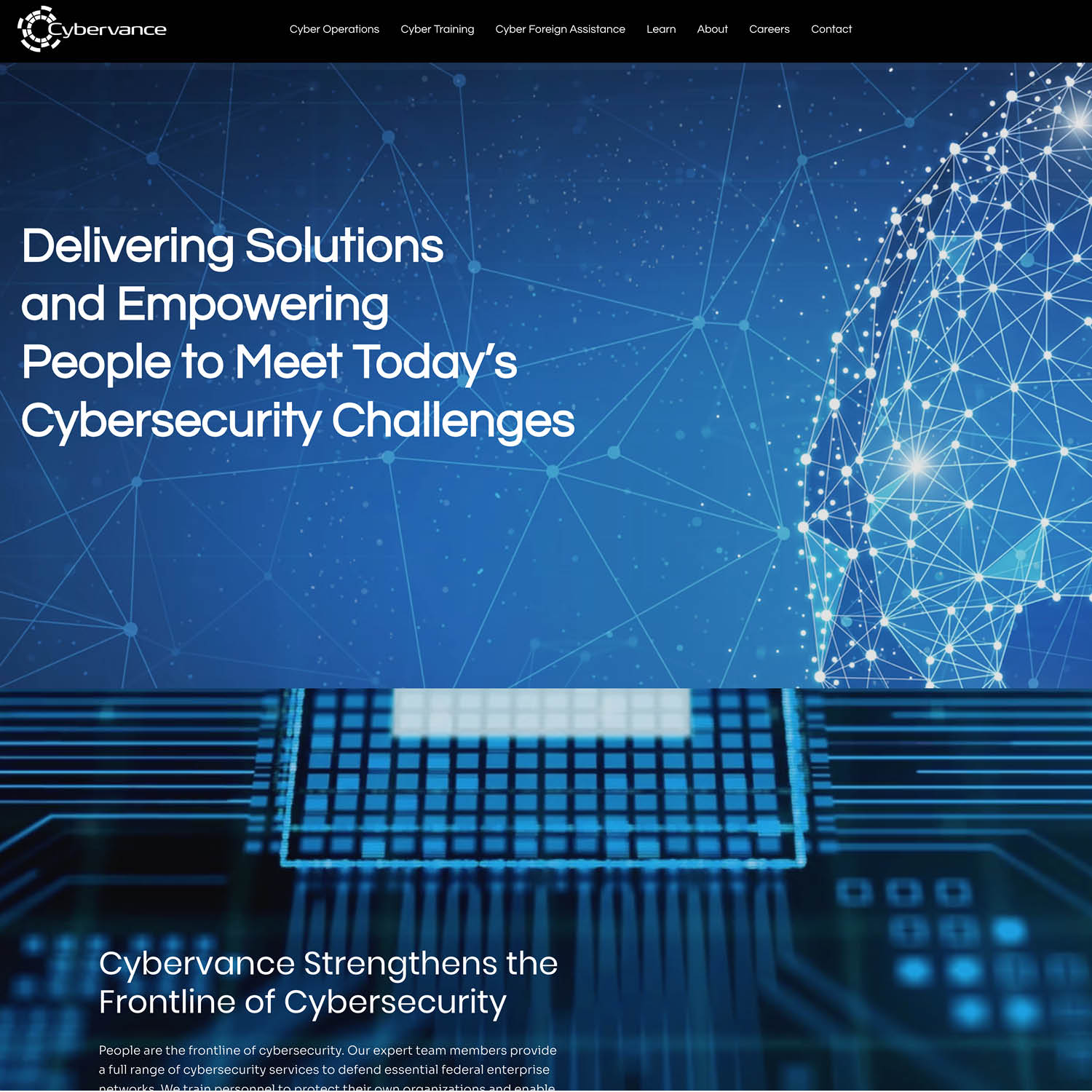 Cybervance cybersecurity for DoD, website design and development with SEO