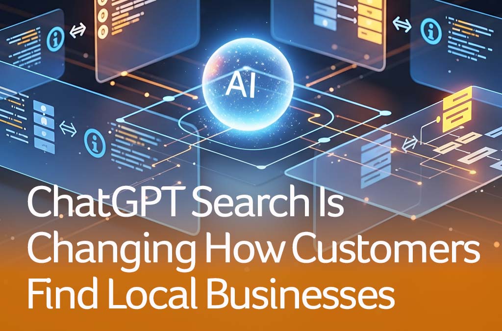 Chat GPT search engine concept for local Fort Lauderdale business, surrounded by search criteria