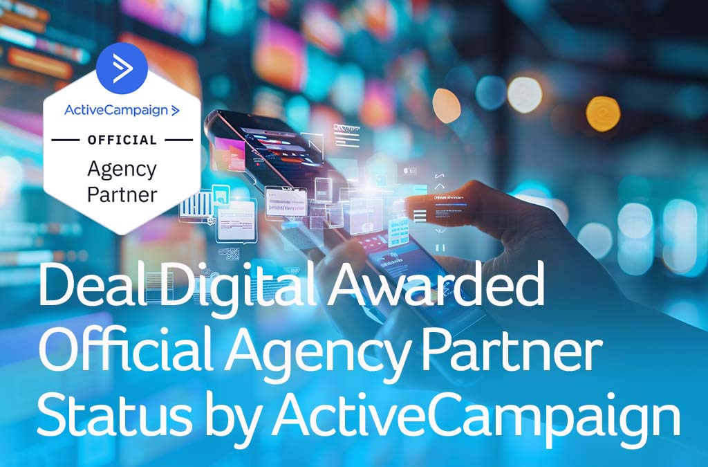 Digital marketing abstract image with ActiveCampaign award logo